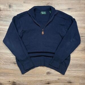 navy blue heavyweight vintage quarter zip knit sweater